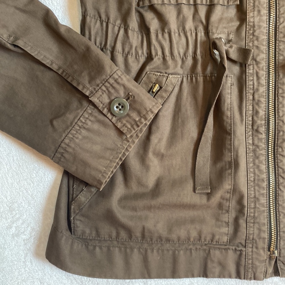 J Crew olive green brown military field jacket 100% cotton Size S EUC - Picture 5 of 10